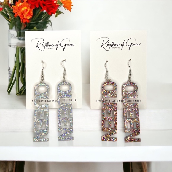 Queen Earrings – Glitter Word Earrings for Birthday Queen, Bride & Bachelorette - Picture 10 of 10